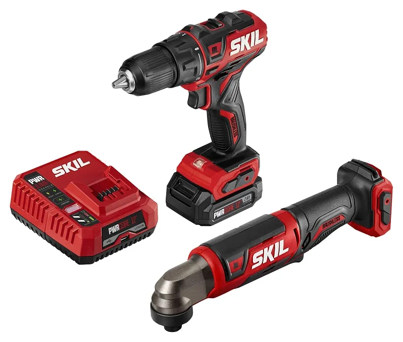 SKIL CB743001 Combination Kit, Battery Included, 12 V, Tools Included: Drill/Driver, Right Angle Impact Driver :EA: QUANTITY: 1