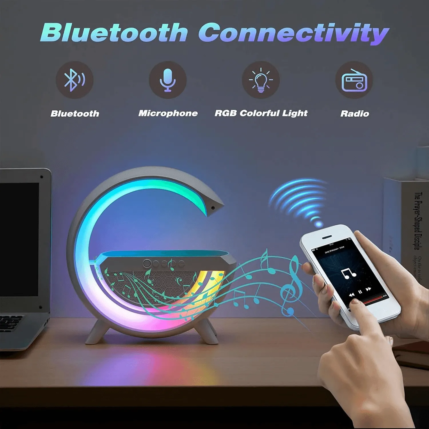 Smart Bluetooth Speaker With Wireless Charging & LED Light - BT2301