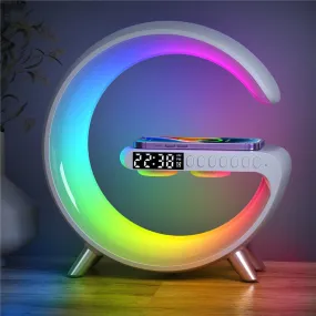 Smart Light Sound Machine Multifunctional Wireless Charger Alarm Clock Bluetooth Speaker APP Control RGB Charging Station