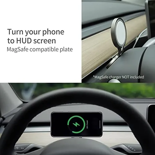 Steering Wheel HUD Magnetic Cellphone Mount Phone Holder Stand for Tesla Model 3 / Model Y, Compatible with iPhone 12/13 Magsafe Series （TP199)