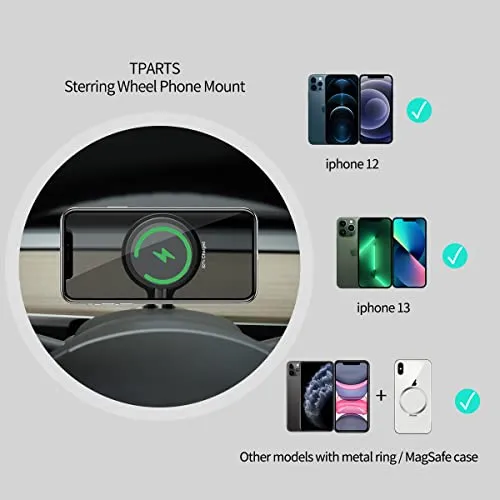 Steering Wheel HUD Magnetic Cellphone Mount Phone Holder Stand for Tesla Model 3 / Model Y, Compatible with iPhone 12/13 Magsafe Series （TP199)