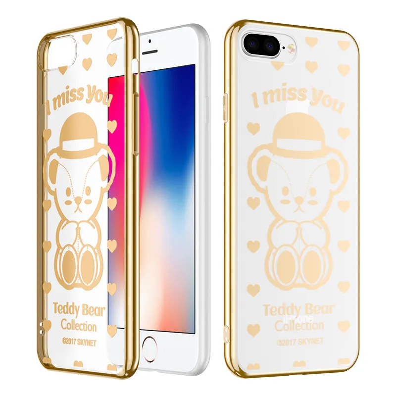 Teddy Bear Electroplating Soft TPU Back Cover Case for Apple iPhone