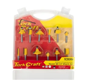 Tork Craft | Router Bit Set 1/4" Straight & Profile 12Pc