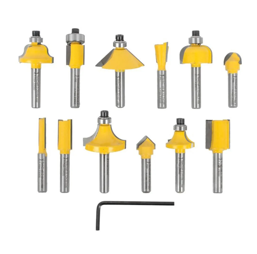 Tork Craft | Router Bit Set 1/4" Straight & Profile 12Pc