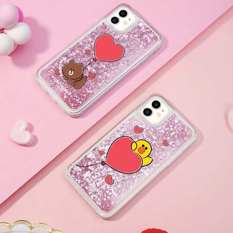 UKA Line Friends Love Glitter Case Shockproof TPU Soft Back Cover