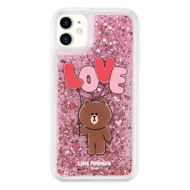 UKA Line Friends Love Glitter Case Shockproof TPU Soft Back Cover