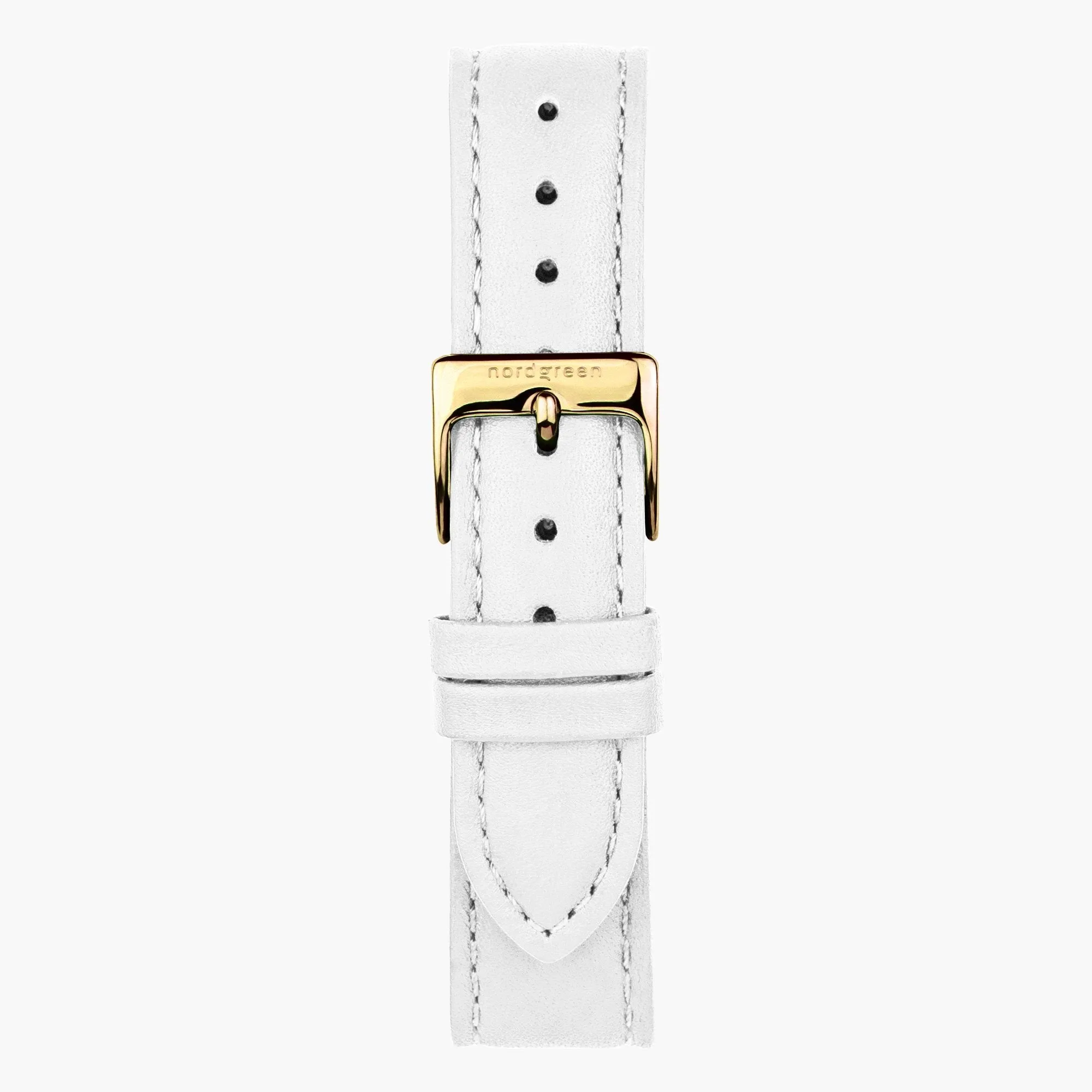 White Leather watch Strap - Gold - 32mm