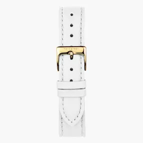 White Leather watch Strap - Gold - 32mm