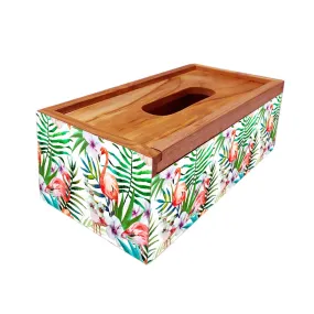 Wooden Rectangular Tissue Holder for Bathroom - Floral