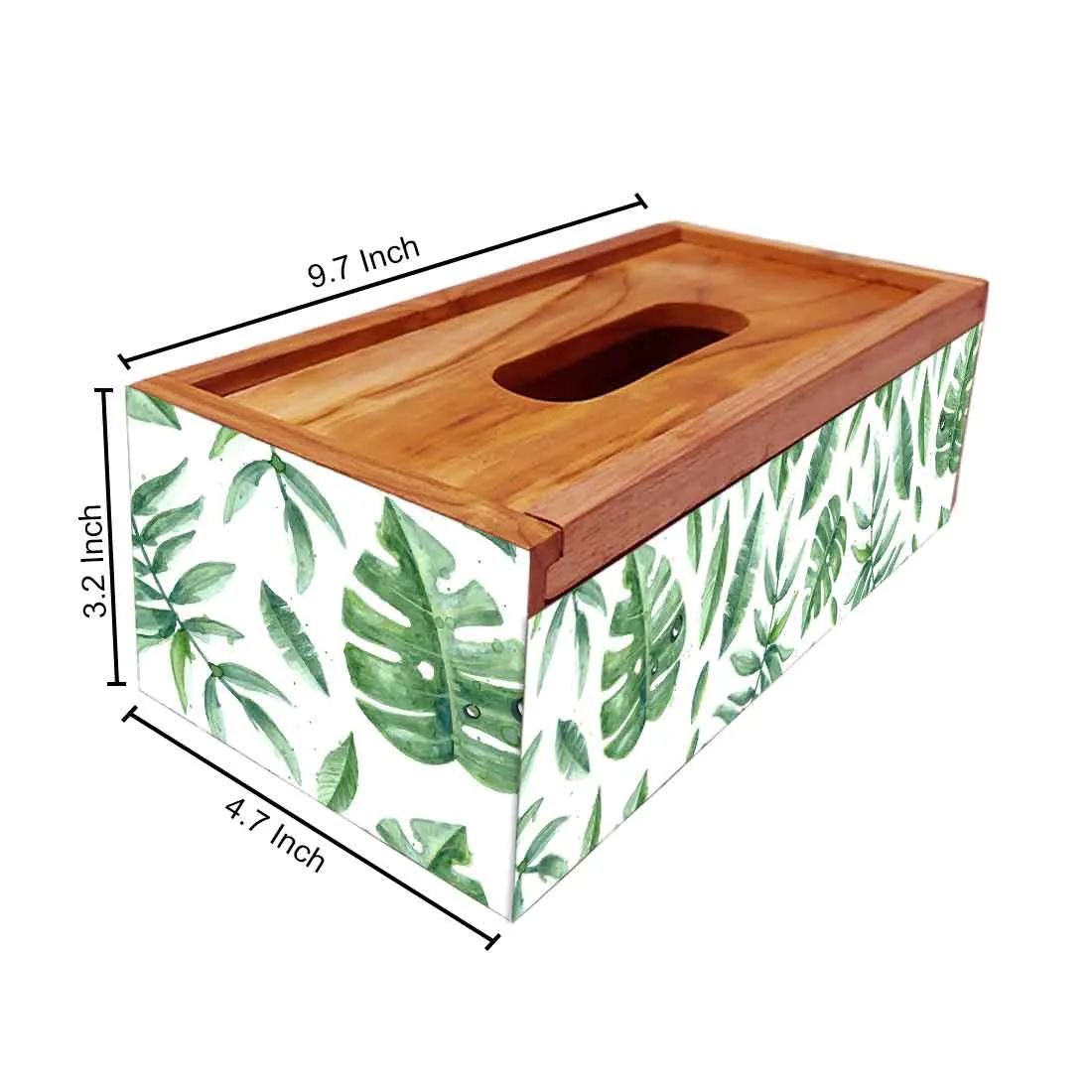 Wooden Rectangular Tissue Holder for Bathroom - Flower