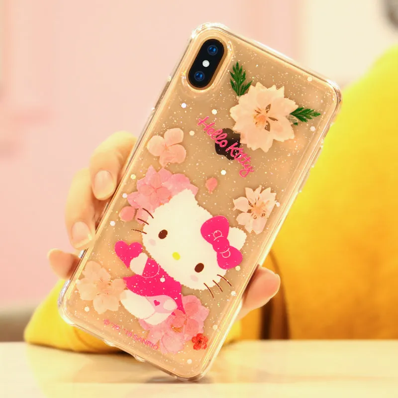 X-Doria Hello Kitty Blossom Flowers Natural Petals TPU Edge PC Case Cover